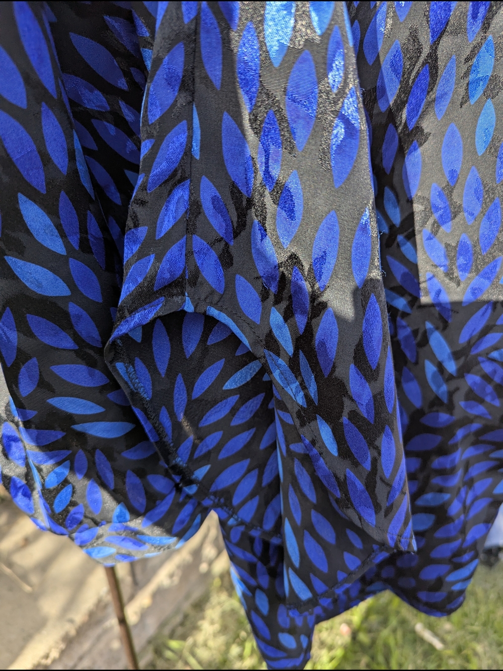 Vintage Leaf Print Sheer Shimmer Blouse 80s 90s Dark Academia Cottagecore Top - Picture 11 of 12